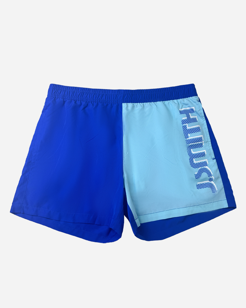 Colorblock Logo Print Mesh Lined Boardshorts Set