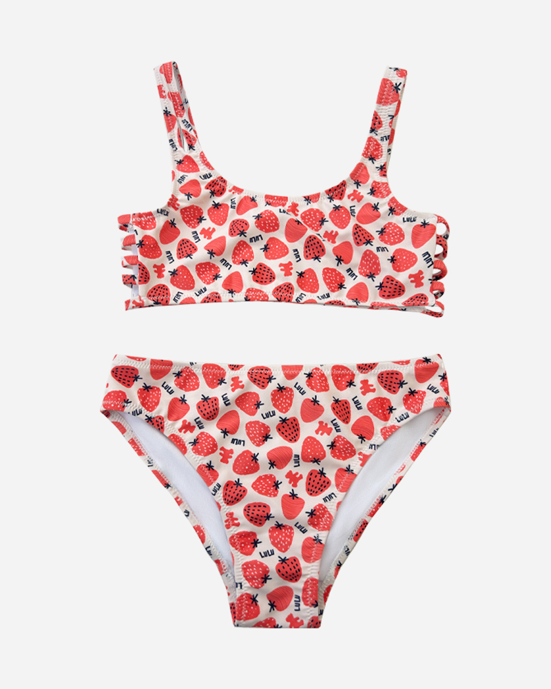 All Over Print Scoop Neck Bikini Top&Mid Rise Bikini Bottom Set