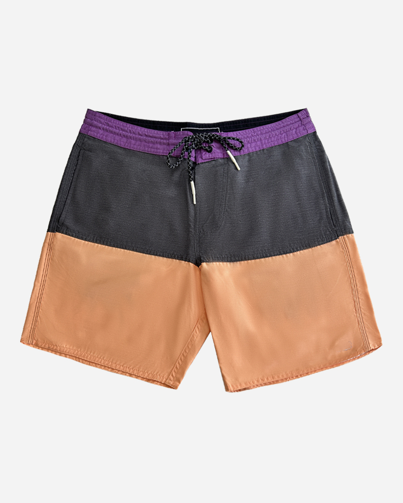 Colorblock Drawcord Boardshorts Set