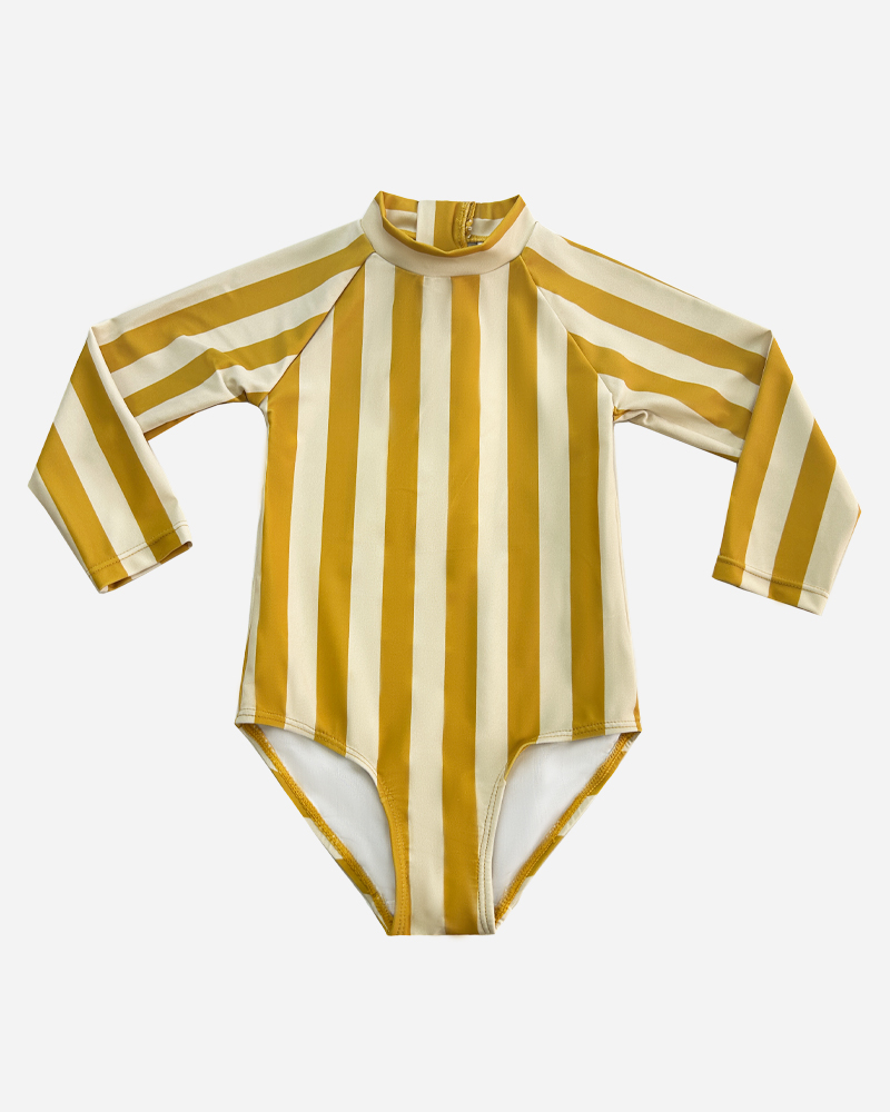 Stripe Half Zip NO Liner One Piece Rashguard Set