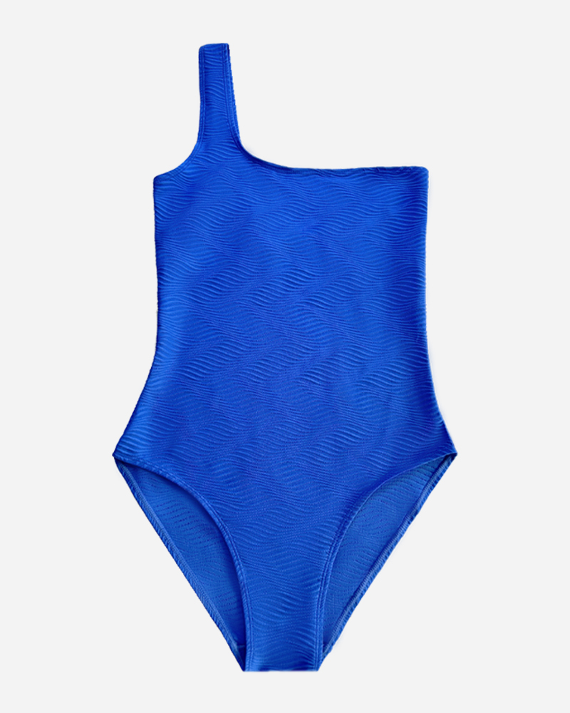 Textured One Shoulder One Piece Swimsuit