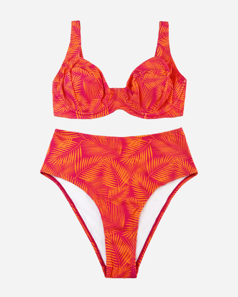 Palm Underwire Bikini Top & High Rise Bikini Bottoms Set