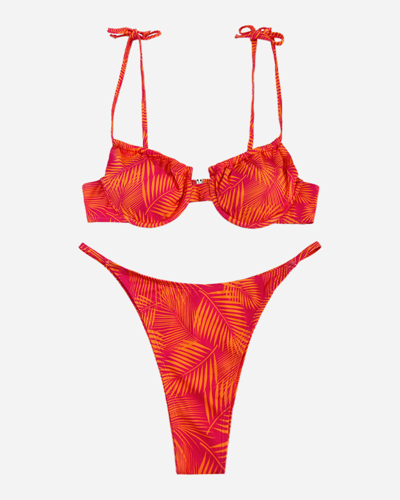 Palm Underwire Bikini Top & Cheeky Bikini Bottoms Set