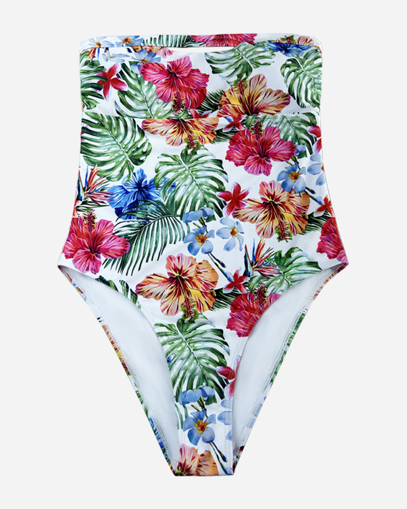 Tropical Bandeau One Piece Swimsuit