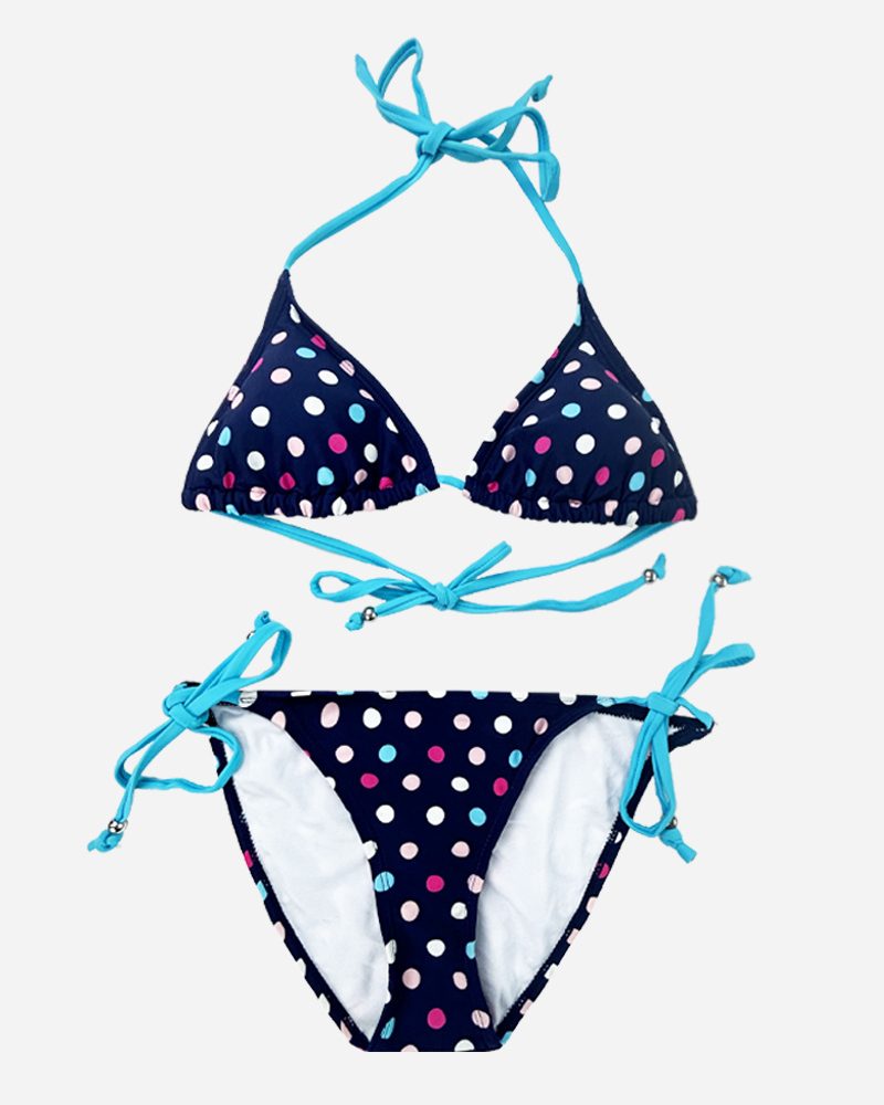 Spot Triangle Bikini Top & Tie Side Bikini Bottoms Set