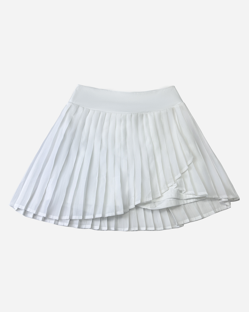 Solid Pleated Mid Rise Tennis Skirt