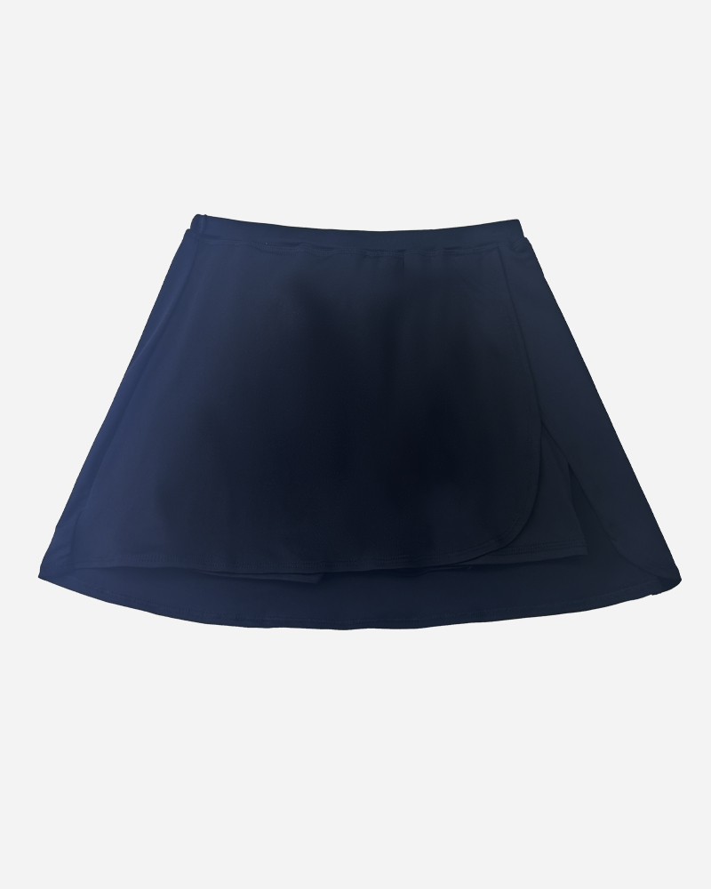 Solid Mid Rise Side-Slit Tennis Skirt