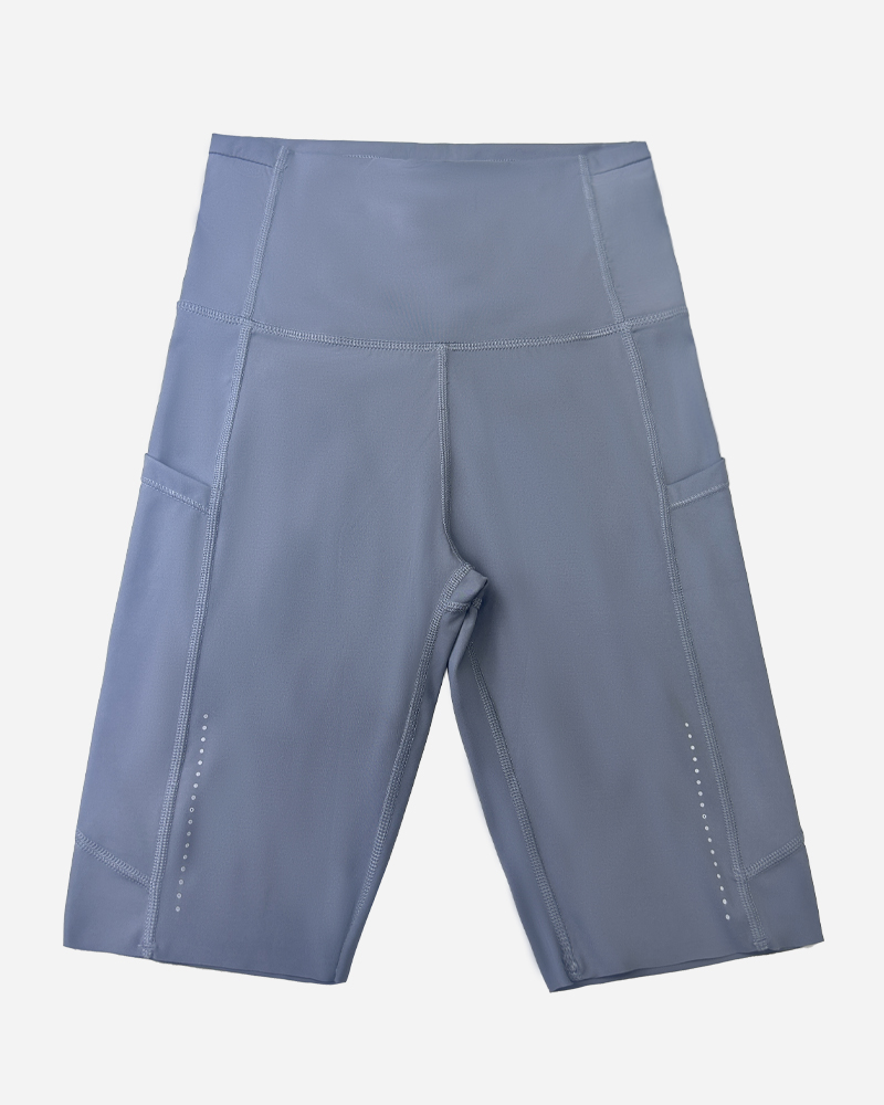 Solid Mid Rise Shorts with Pockets