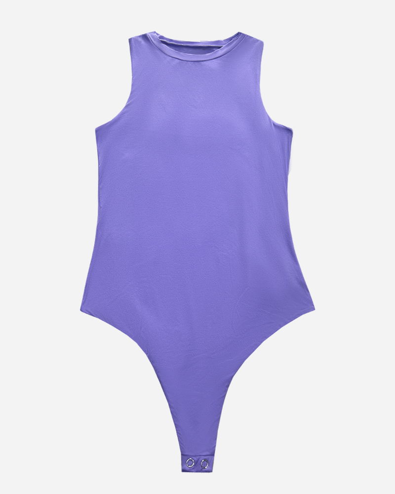 Solid Sleeveless One Piece NO Liner Bodysuit