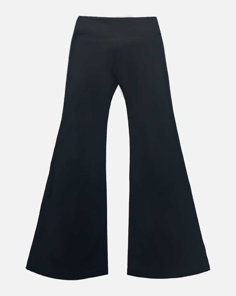 Solid Textured NO Liner Flared Leggings Pants