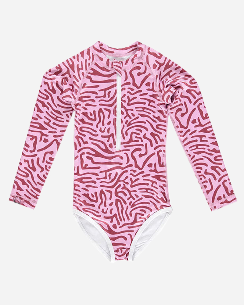 All Over Print Half Zip Long Sleeve One Piece