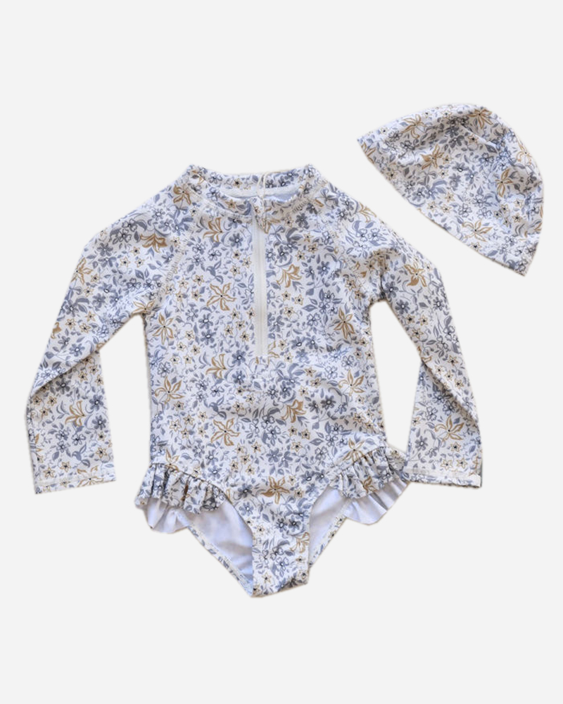 Printed Long Sleeve Crewneck Pleated Half Zip One Piece