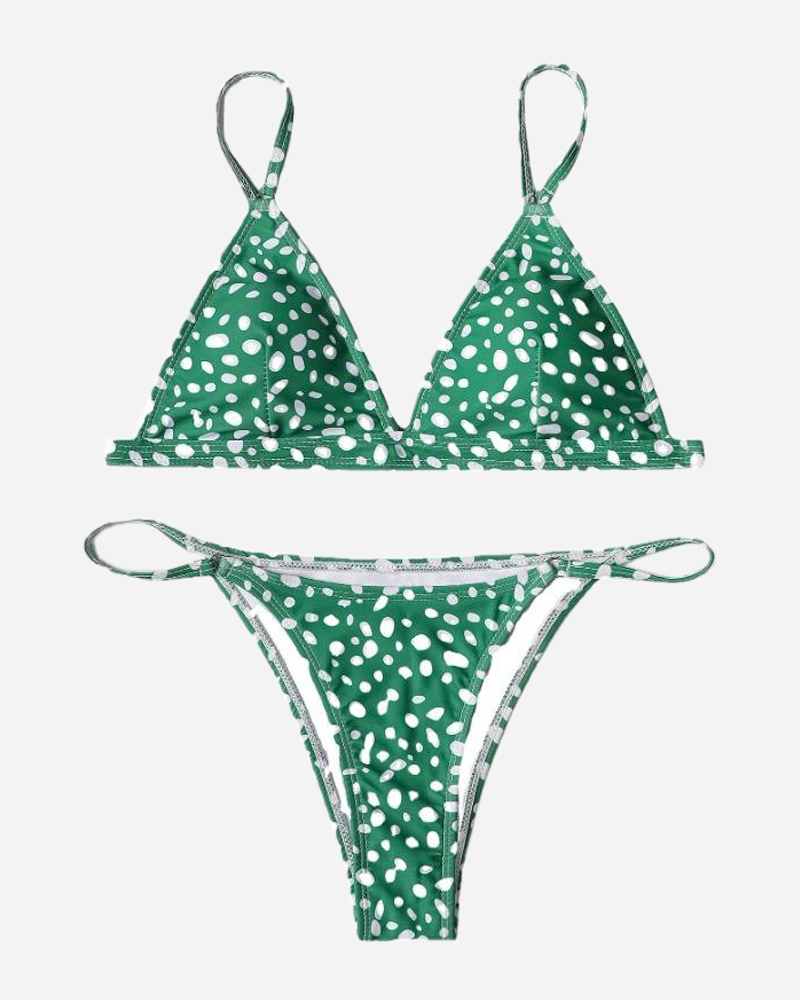 Spot Triangle V-Wire Bikini Top&Spot Hipster Bikini Bottom Set