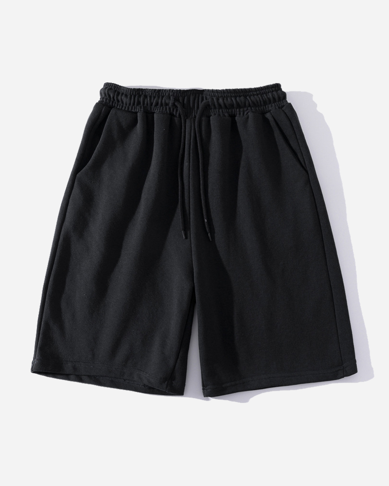 Solid Mid Rise Wide Leg Drawcord Full Elastic Shorts