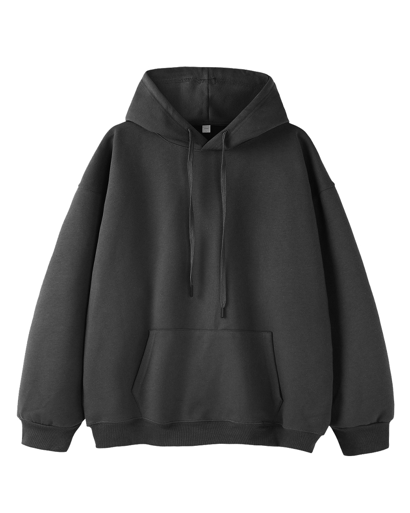 Solid Long Sleeve Hooded Drawstring Oversized Hoodie