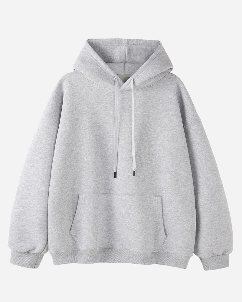 Solid Long Sleeve Hooded Drawstring Oversized Hoodie