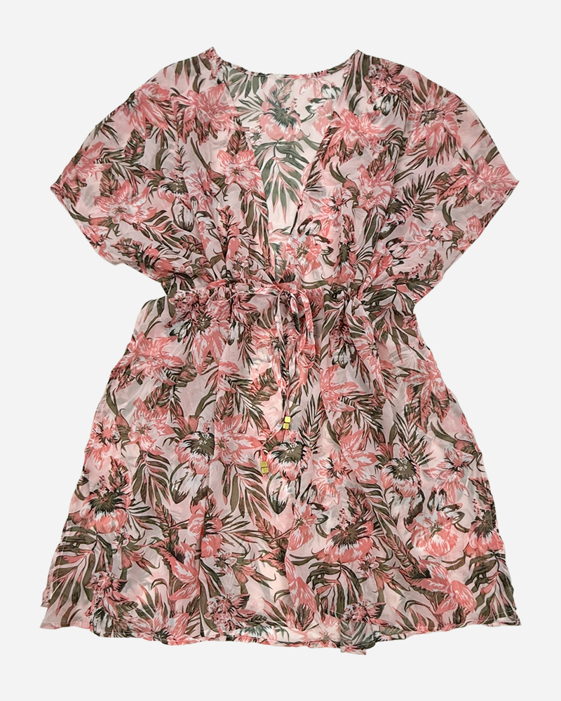 Floral Deep V Neck Cover-Up