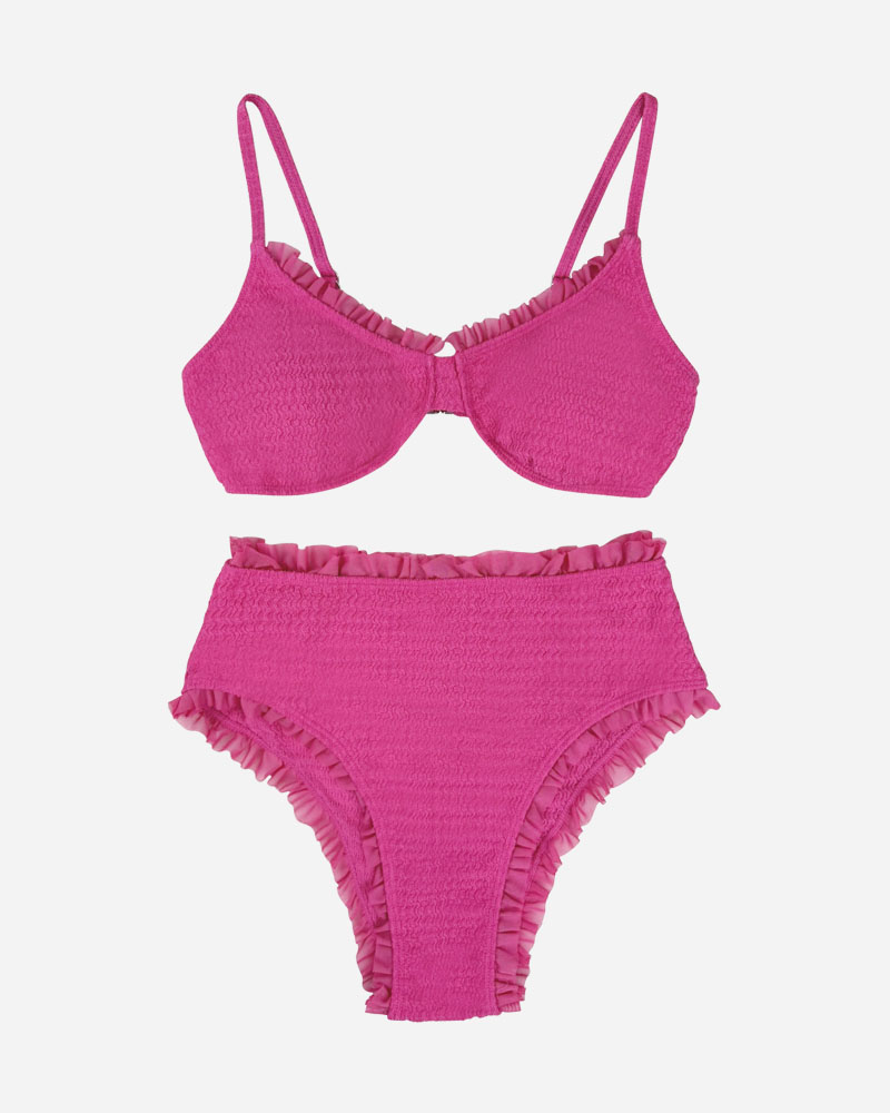 Frill Dual Strap Bikini Top & High Rise Bikini Bottoms Set